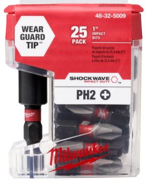 Milwaukee Shockwave Bit 1" Phillips #2 25 Pack