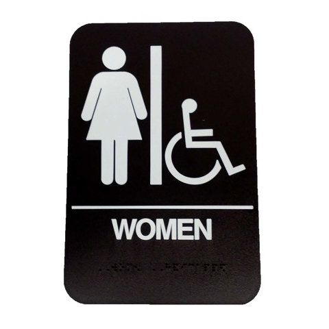 Brown ADA Sign "Women w/ HC Symbol"